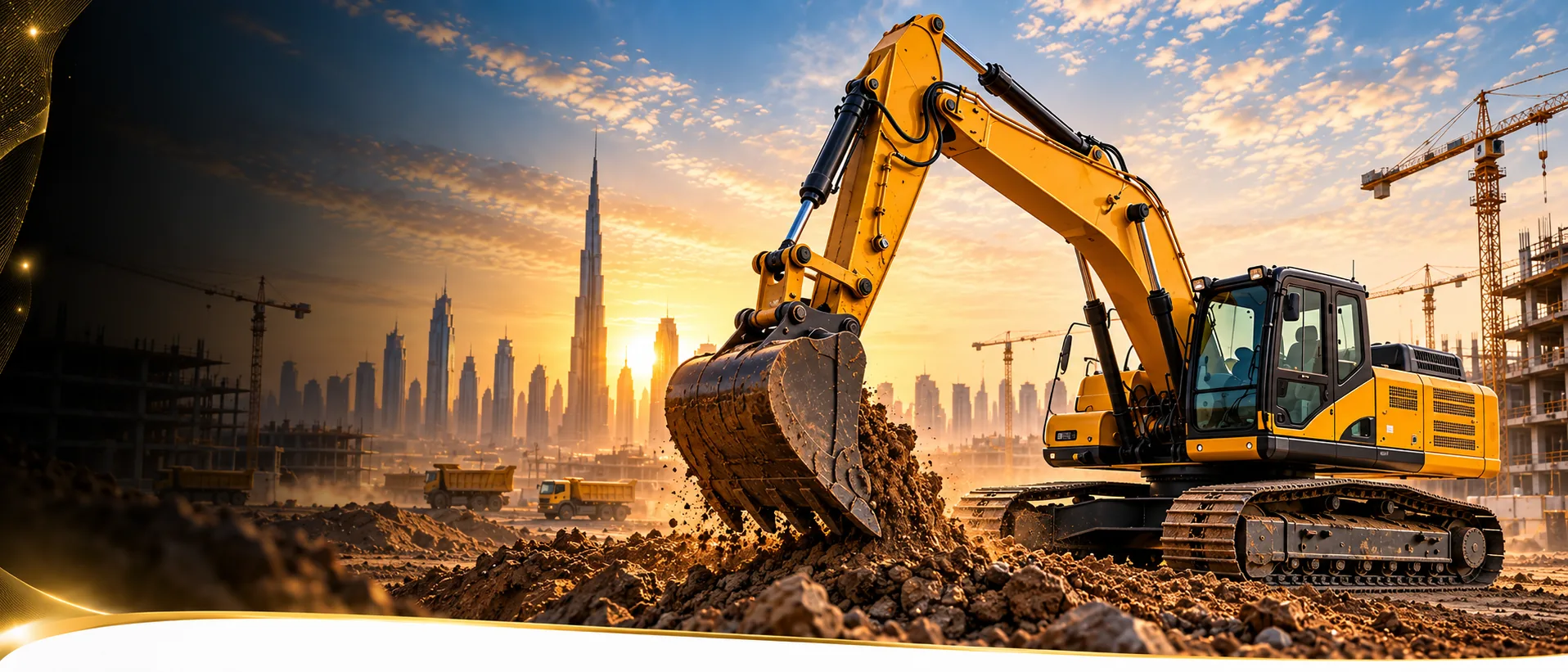 Heavy equipment fleet on a Dubai site